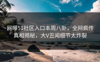 网曝51社区入口本周八卦，全网疯传真相揭秘，大V丑闻细节太炸裂