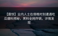 【震惊】业内人士在傍晚时刻遭遇吃瓜爆料揭秘，黑料全网炸锅，详情发现
