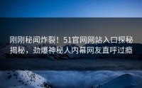 刚刚秘闻炸裂！51官网网站入口探秘揭秘，劲爆神秘人内幕网友直呼过瘾