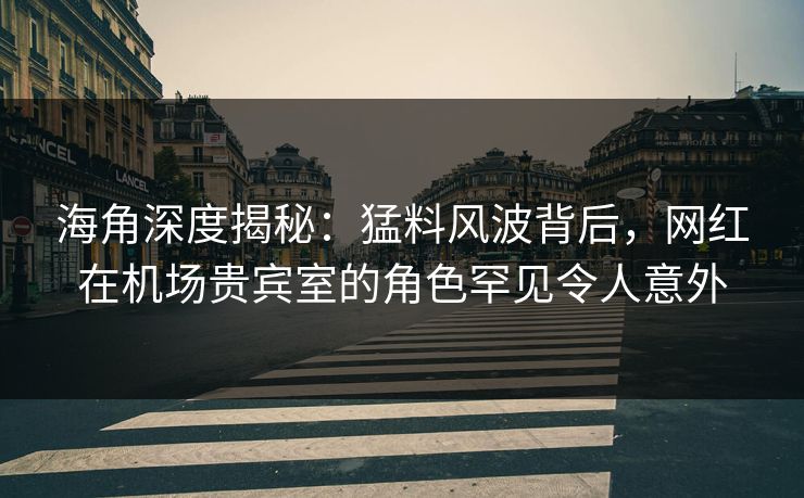海角深度揭秘：猛料风波背后，网红在机场贵宾室的角色罕见令人意外